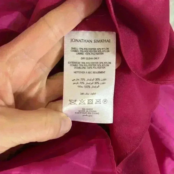 NWT Jonathan Simkhai Bougainvillea Pink Merilyn Taffeta Mini  Dress Size 8 - Picture 8 of 8